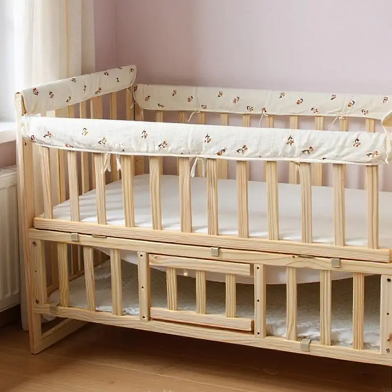 Protectores riel universales para cuna algodón orgánico D7YD, 4 piezas, cubierta protectora riel para bebés y niños - imagen 4