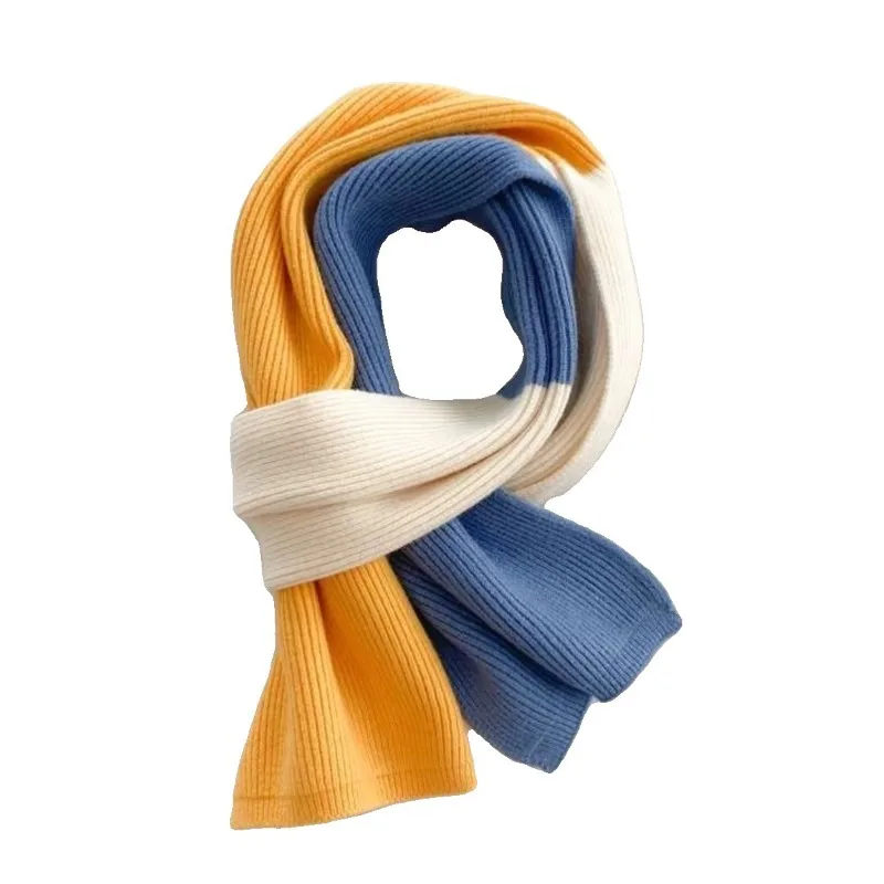 ¡Nueva bufanda de punto de retales de 3 colores de estilo coreano para mujer! Protección cálida para el cuello de invierno, cálida, linda y moderna para trajes de niña. - imagen 5