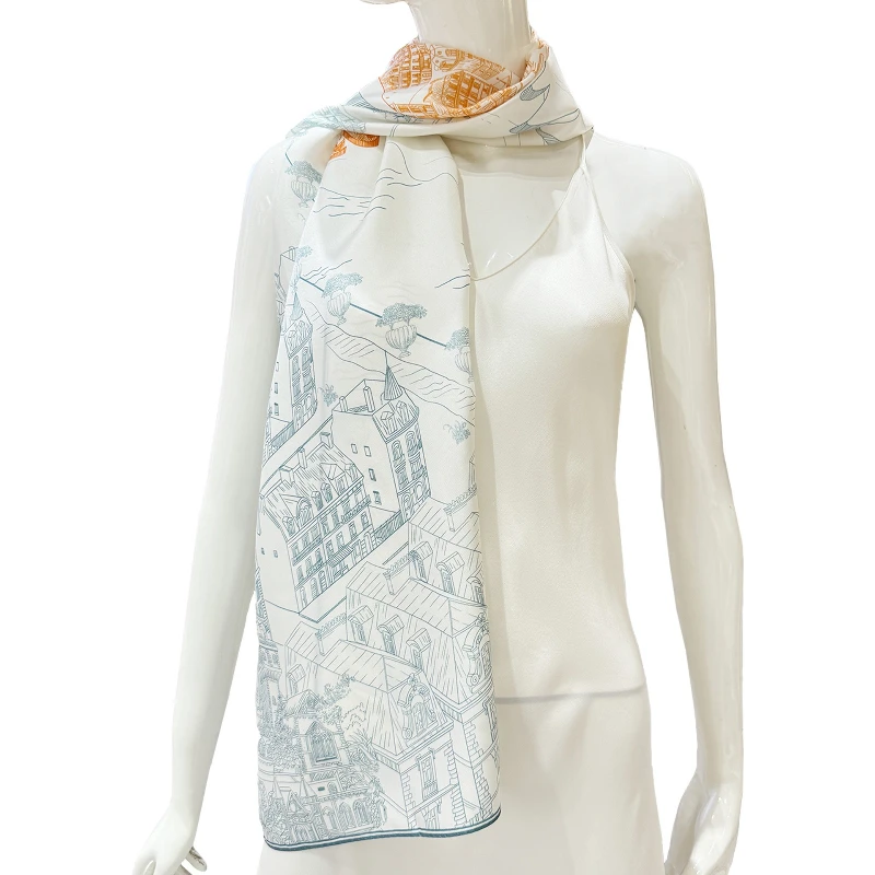 Bufanda larga de seda elegante clásica de estilo chino para mujer, chal de seda de morera 100%, regalo de lujo respetuoso con la piel para Navidad - imagen 5