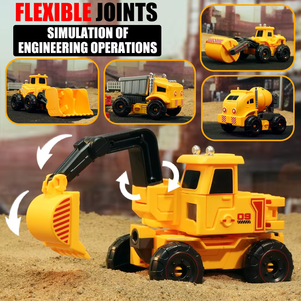 Robot transformable vehículos de construcción para niños – Desmontable - imagen 2