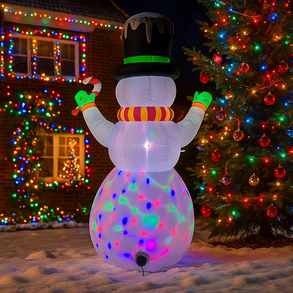 Decoraciones navideñas inflables LED de 6,8 pies, luces navideñas de muñeco de nieve, decoración para fiestas navideñas al aire libre, adorno para el hogar, suministros de patio, Juguetes - imagen 5