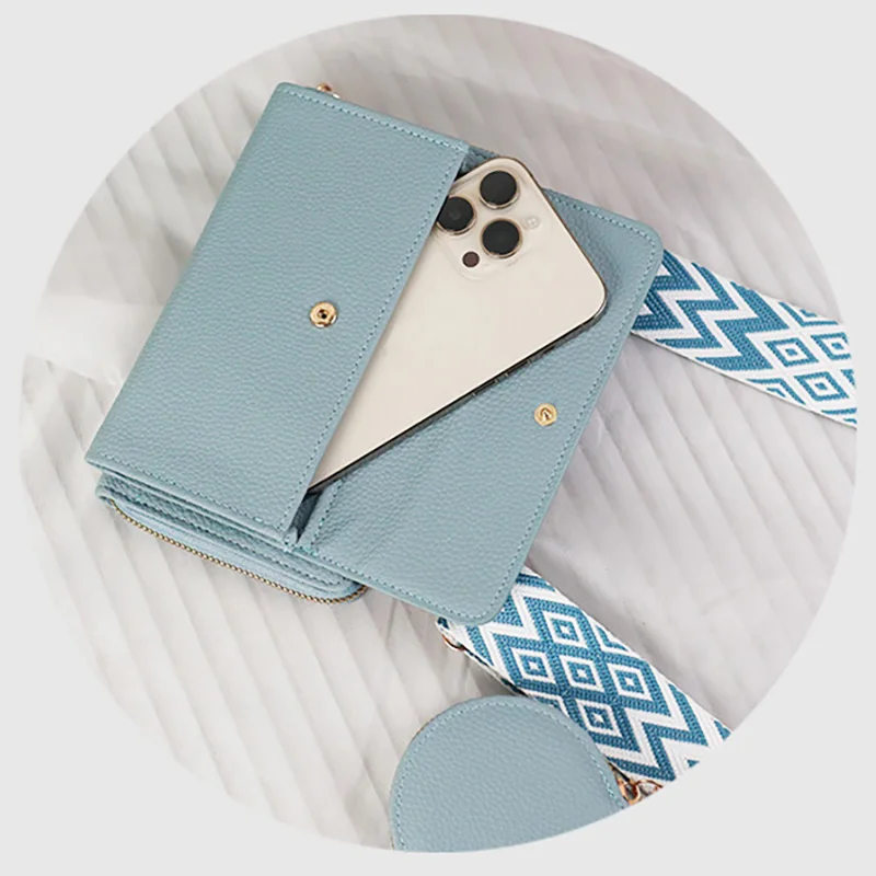 Bolso de hombro tipo bandolera a la moda para mujer, correa ancha para el hombro, bolsos multifuncionales para teléfono móvil, cuero Pu con bolso redondo pequeño - imagen 4