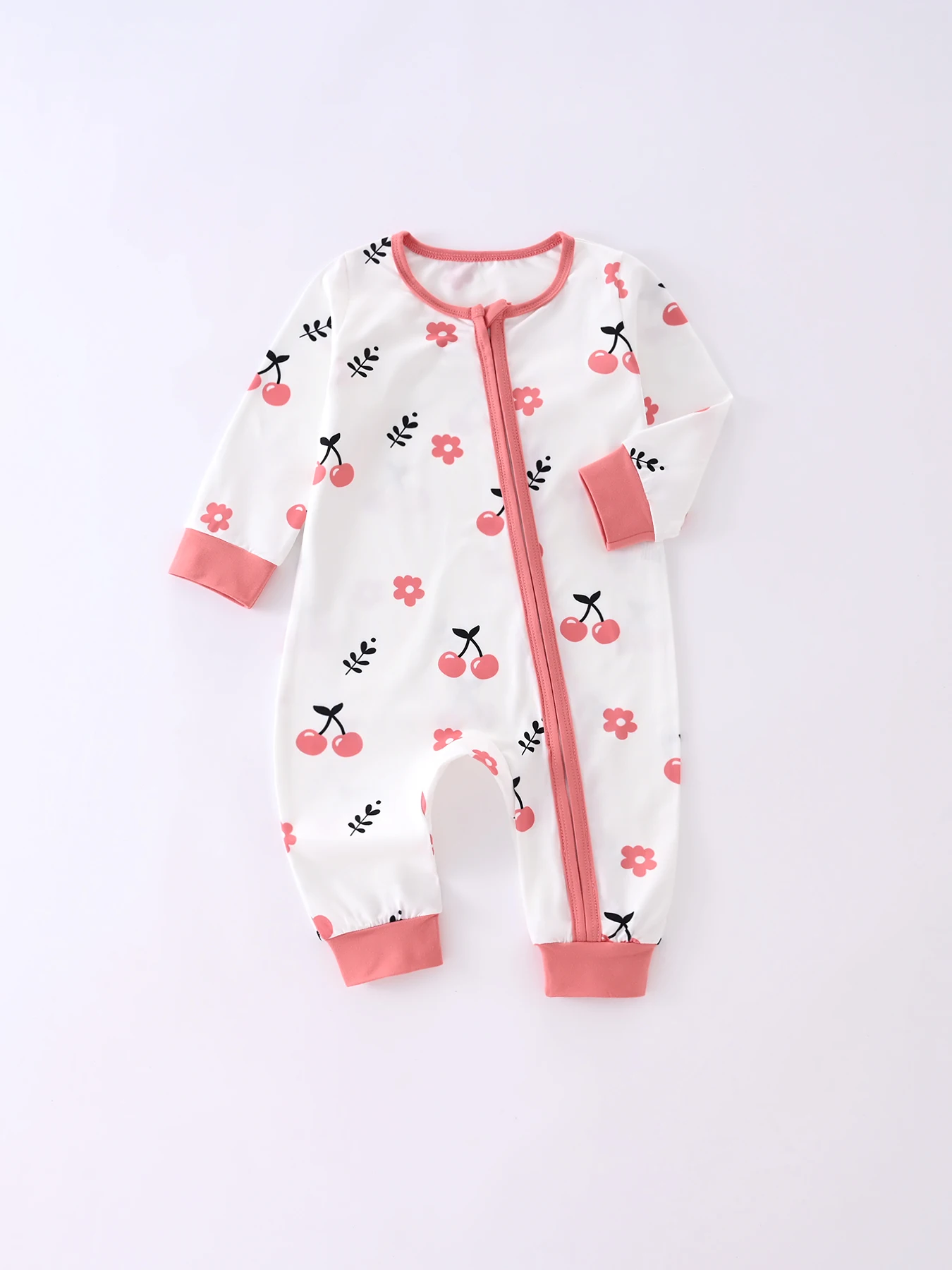 Somenie-mono Unisex para bebé con cremallera, ropa para las cuatro estaciones, pelele bonito de manga larga con estampado de flores para bebé, tendencia