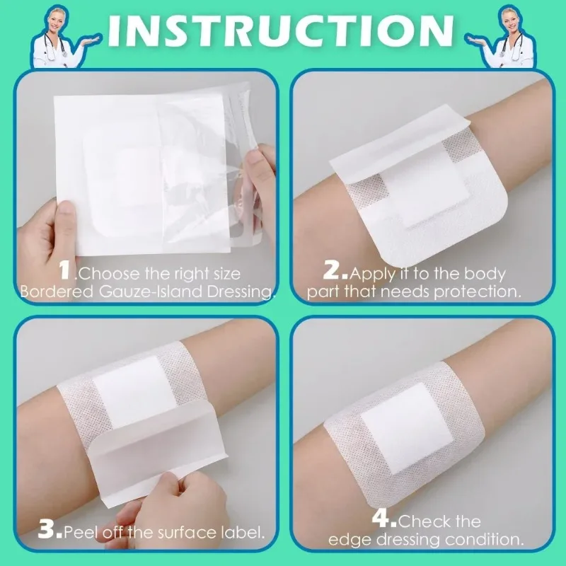 3 hojas/juego de parches transpirables para vendaje de heridas, vendajes adhesivos, cinta de yeso, parches de gran tamaño para cinta de vendaje de primeros auxilios - imagen 3