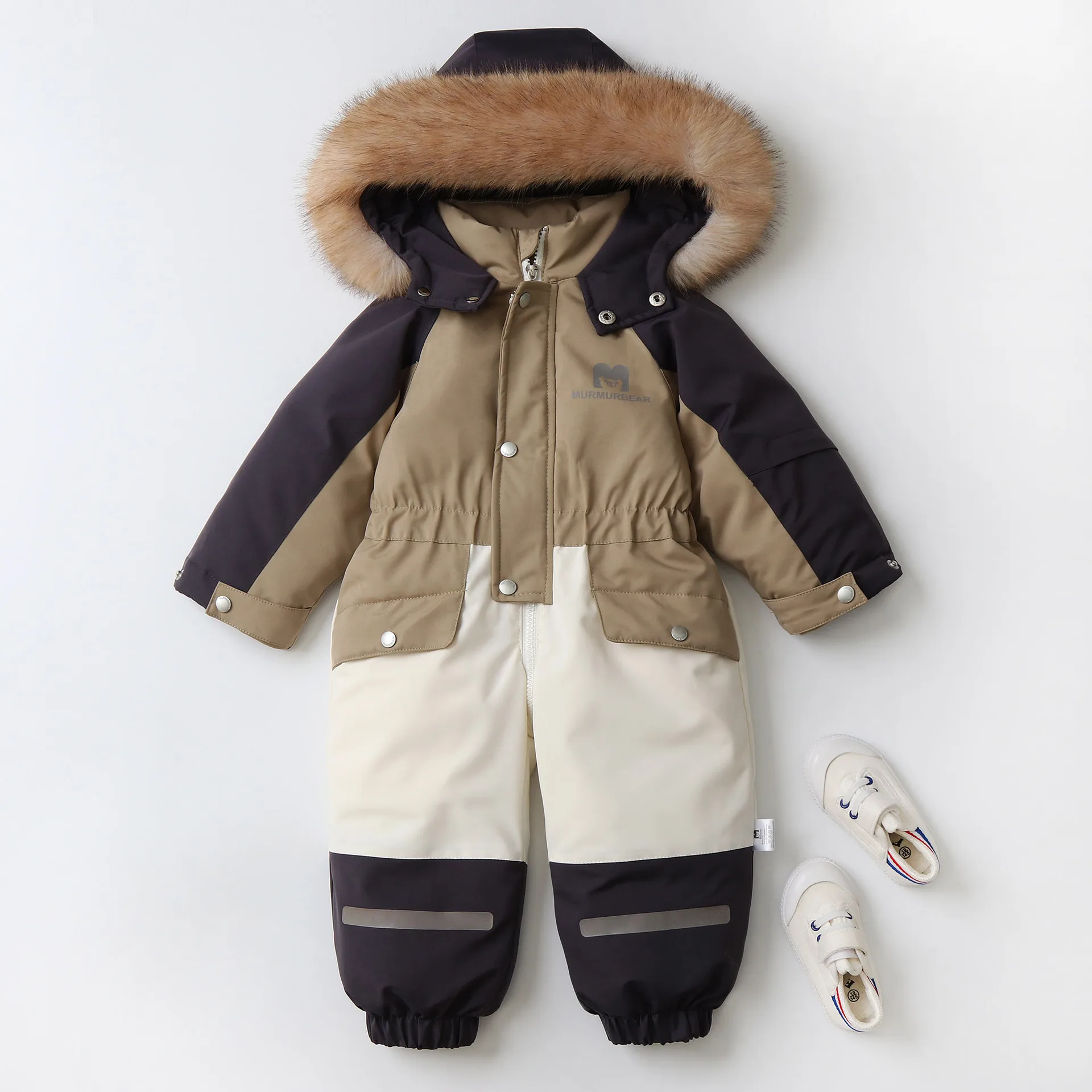 MILANCEL, ropa de invierno para niños, traje de nieve, monos con forro de piel para niños, traje de nieve grueso para niños, traje de esquí con capucha, mono cálido para niñas
