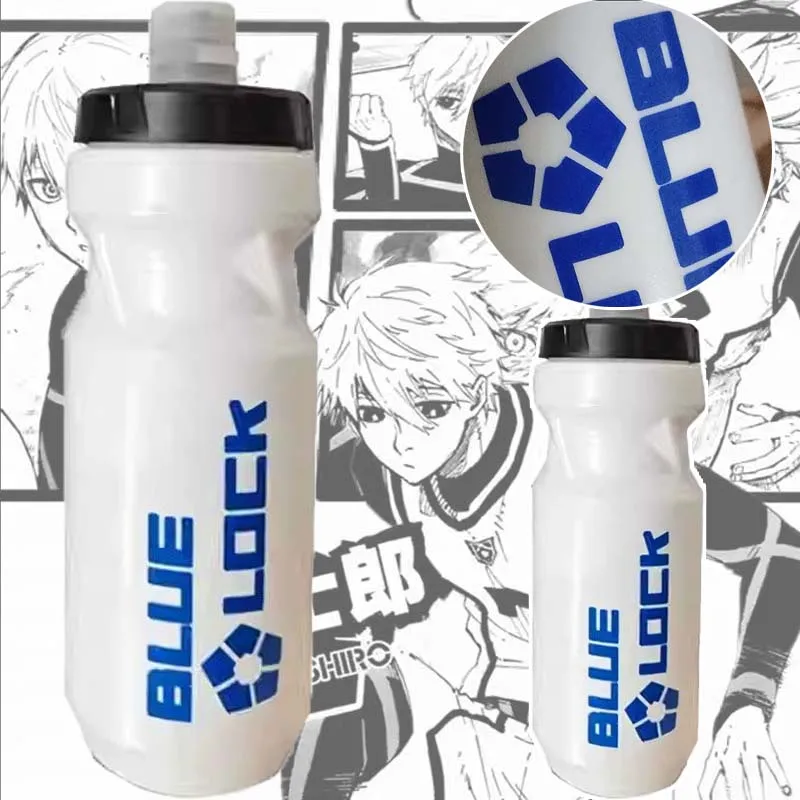 Taza de agua de Anime con cerradura azul de 500ML, botella de agua deportiva de gran capacidad, taza de plástico a prueba de fugas para beber al aire libre, portátil, para viajes, nuevo