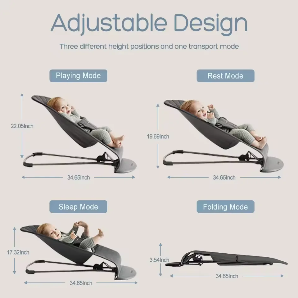 Mecedora plegable ajustable para bebé con juguetes y cubierta - imagen 2