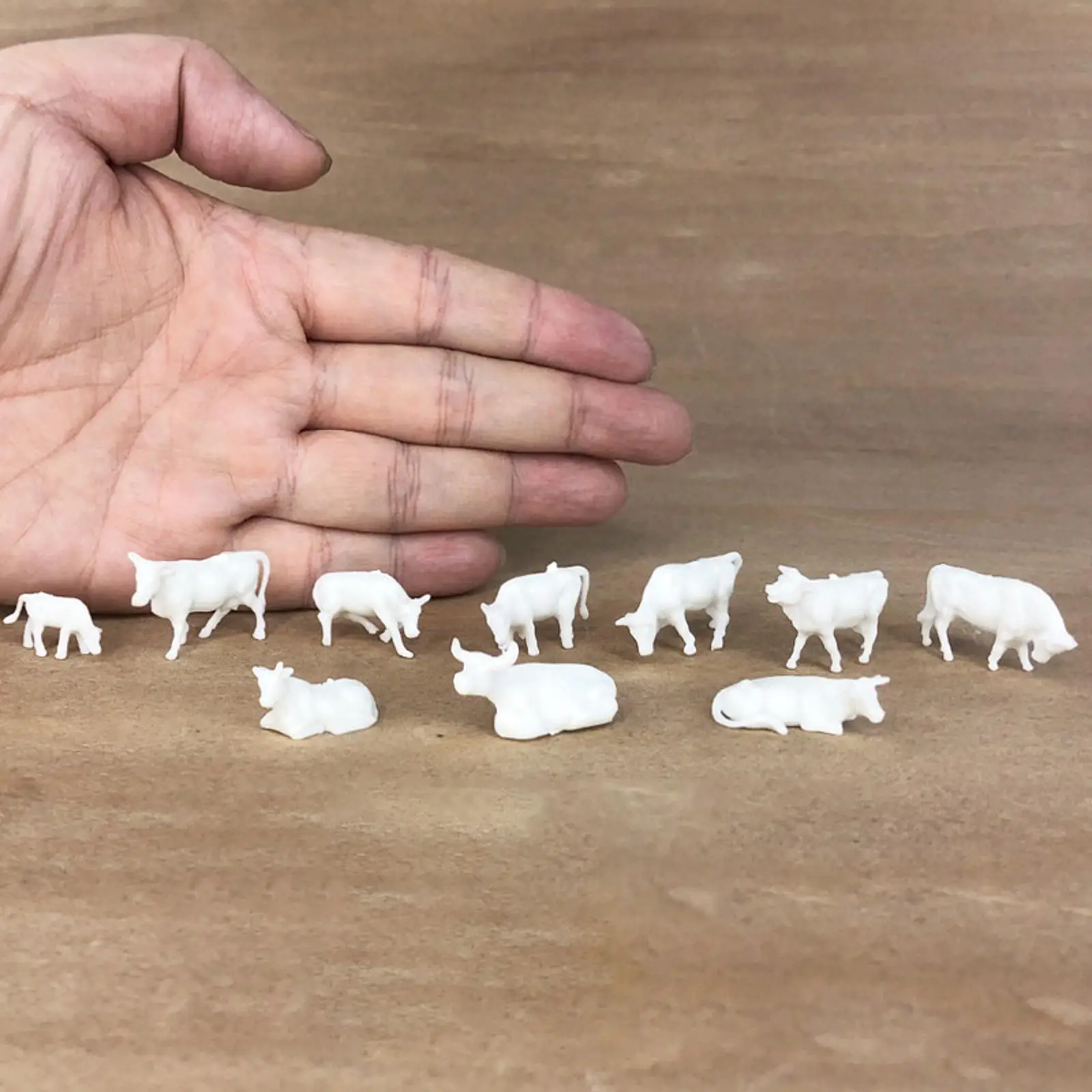 10 Pieces 1/87 Scale Cow Model Farm Animal Model Collectible Resin Dioramas for