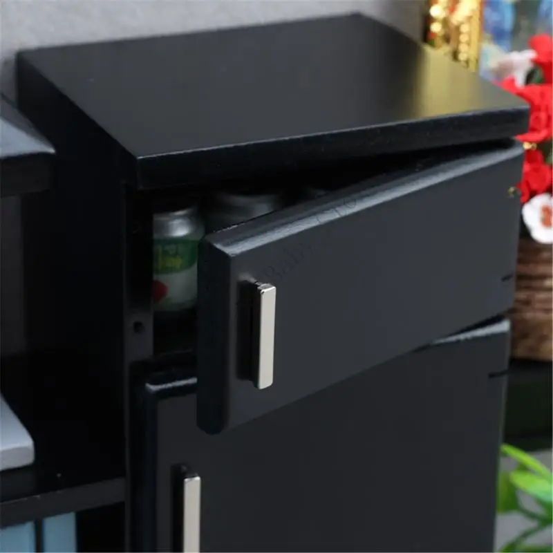 XXFE-refrigerador cocina en miniatura, pieza decoración madera para entusiastas casas muñecas y fabricantes - imagen 5