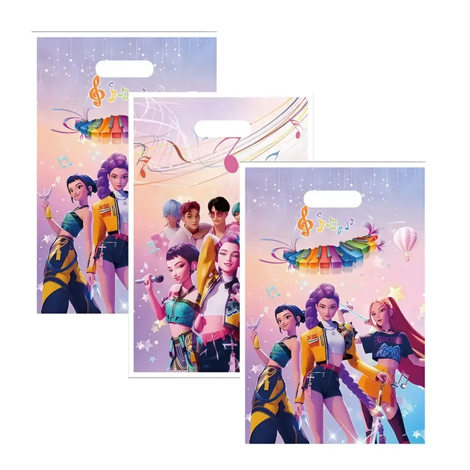 Bolsas de regalos de cazadores de demonios Kpop, bolsa de dulces desechable para niños, suministros para fiestas de cumpleaños temáticas, bolsas Goody, recuerdos para Baby Shower, 10 Uds. - imagen 3