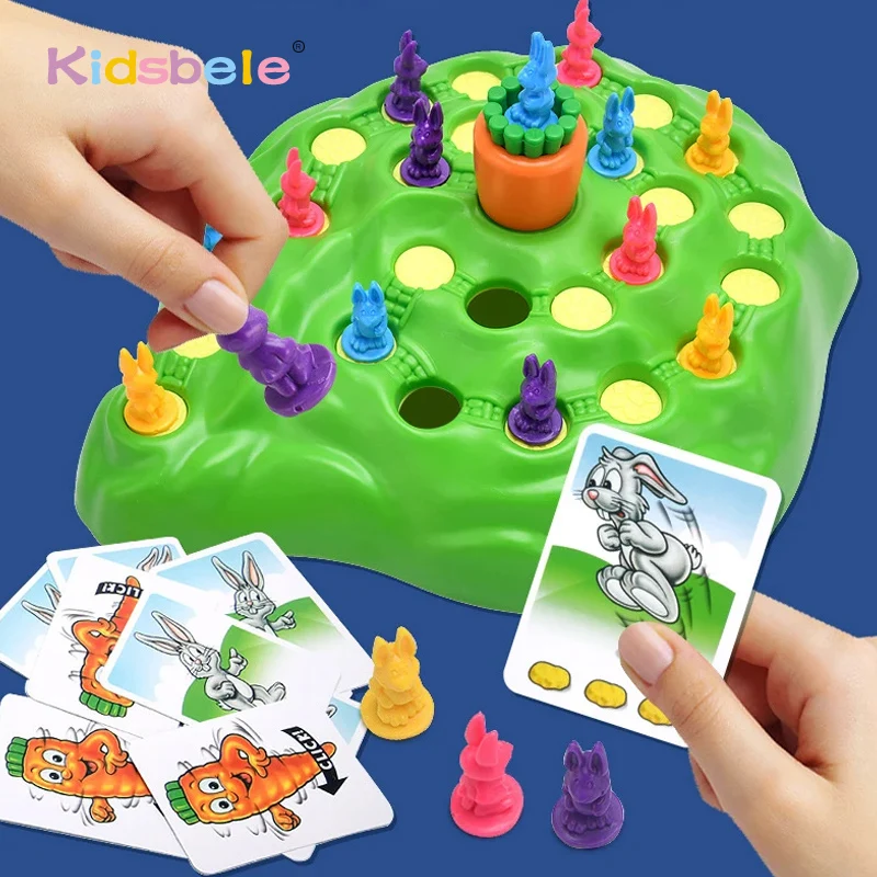Juego de mesa para niños de 2 a 4 jugadores, divertido juego de trampa de conejo, conejo de juguete, carrera de campo traviesa