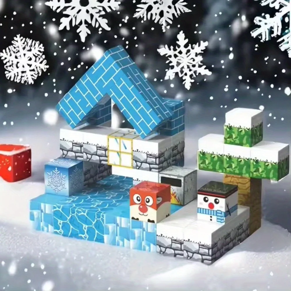 DIY cubo mágico magnético hielo y nieve mundo mazmorra aventura aventura en la jungla bloques de construcción magnéticos rompecabezas para niños juguete - imagen 2