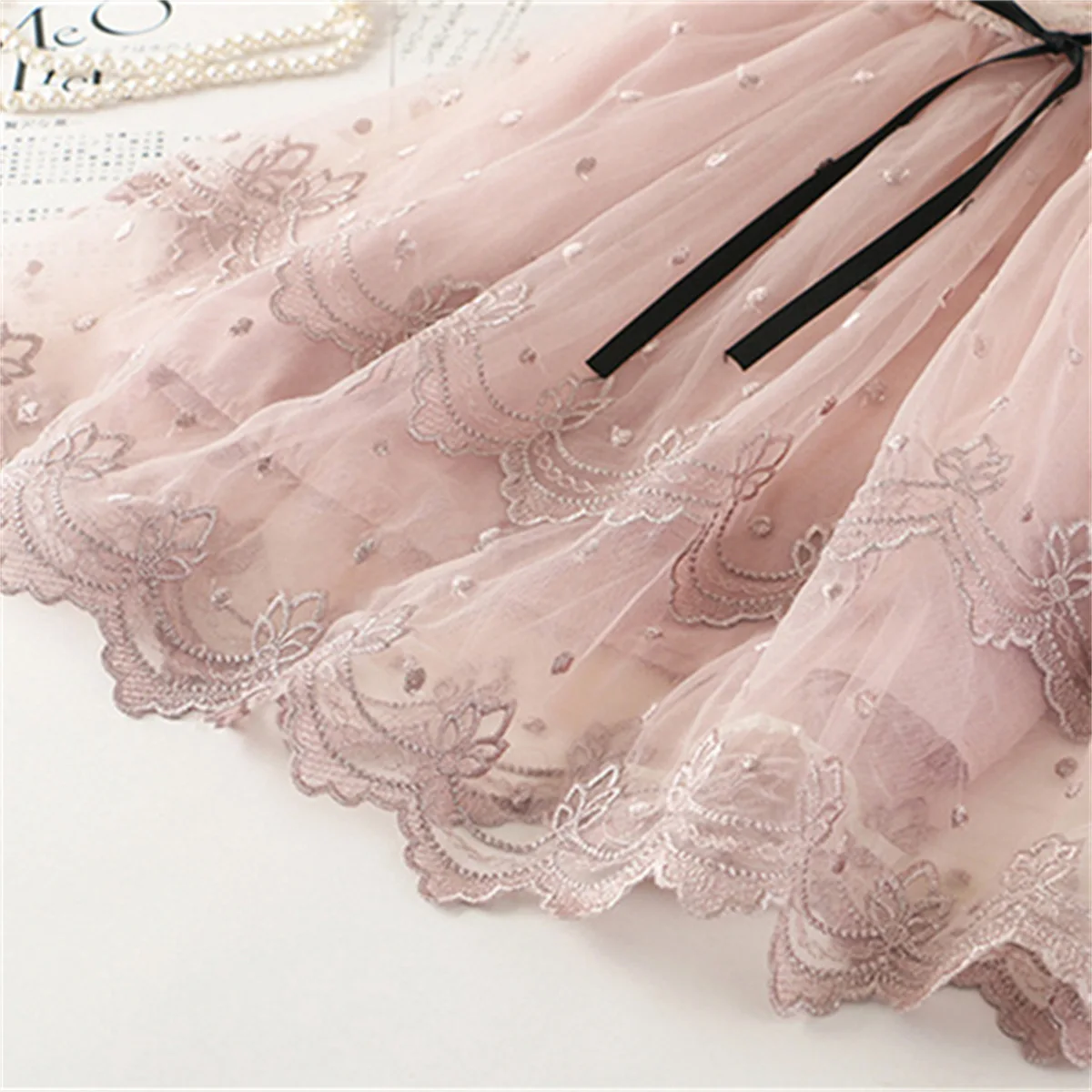 Vestido dulce de princesa de verano para niñas de 3 a 8 años, minivestido con tutú de encaje y manga con volantes y estampado floral - imagen 3