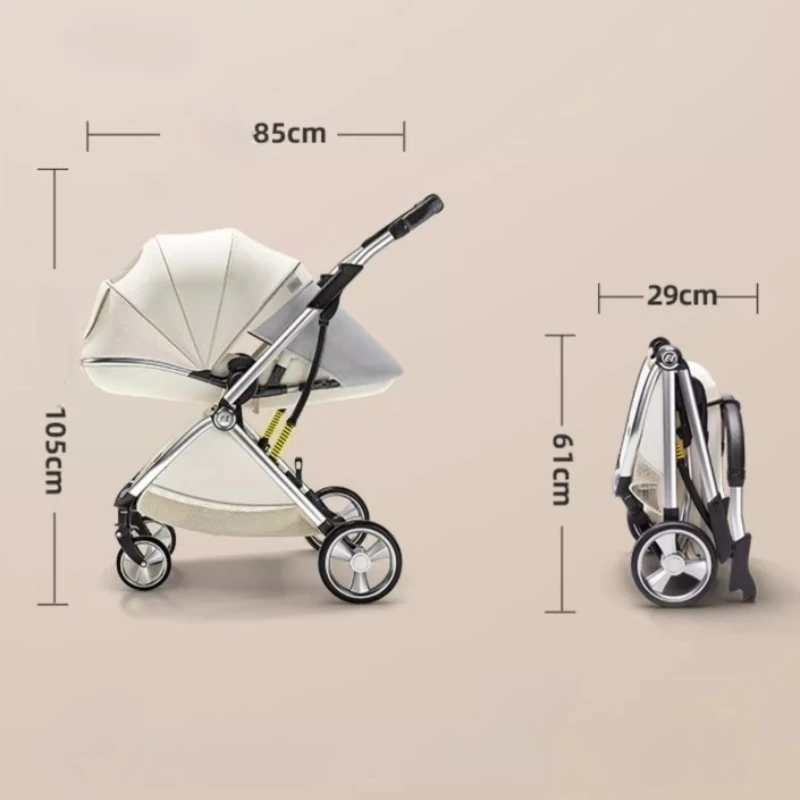 2025 nuevo cochecito de bebé ligero, cochecito de bebé de alta vista, plegable, asiento bidireccional, con mosquitera, cochecito de bebé absorbente de golpes - imagen 5