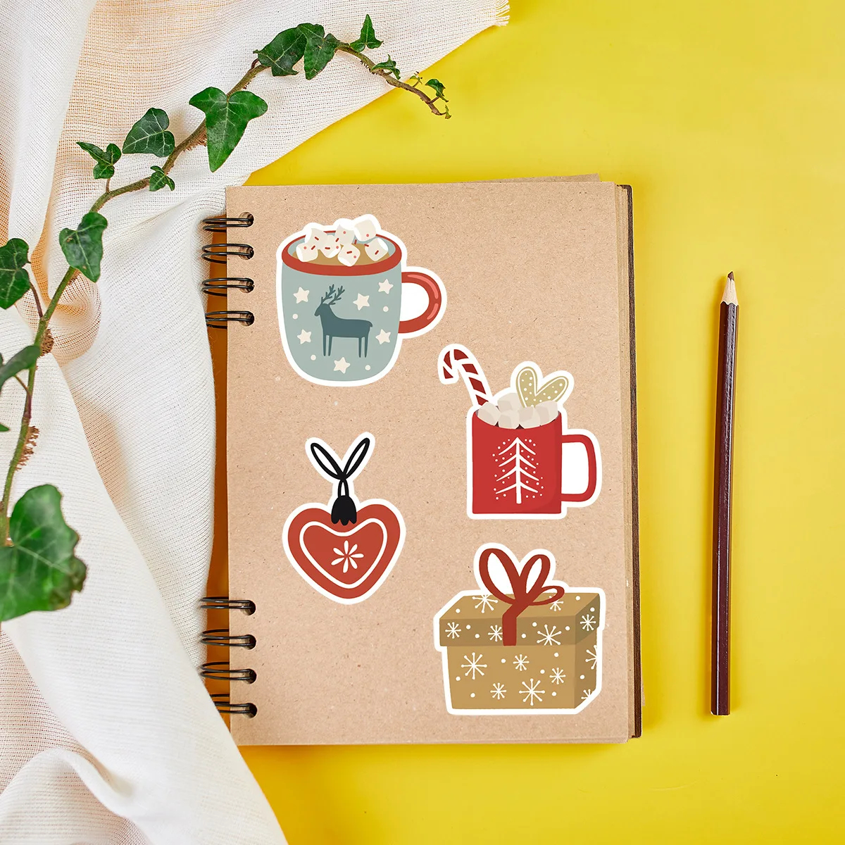 Paquete de pegatinas de papel con tema navideño Vintage, 50 Uds., bricolaje, diario, decoración, etiqueta adhesiva, álbum de recortes 2026