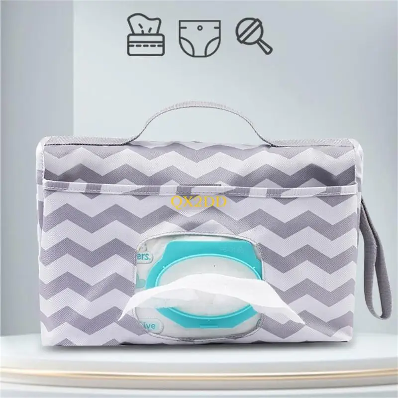 QX2D Cambiador pañales plegable con toallitas, cambiador pañales bolsillo para viajes - imagen 2