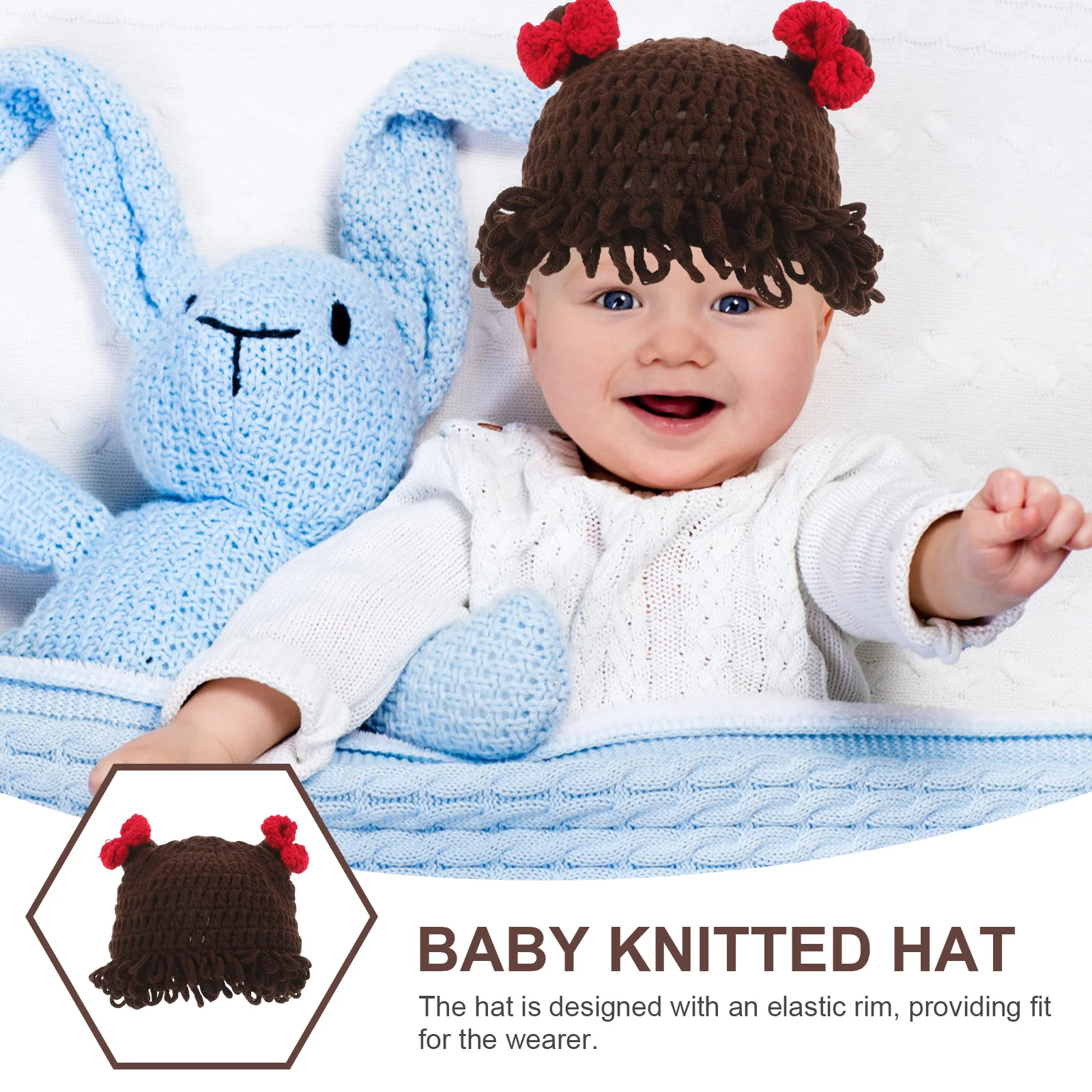 Gorro para niños, gorro de invierno cálido tejido para bebé, hilo suave y transpirable, gorros para recién nacidos con borde elástico para niña - imagen 2