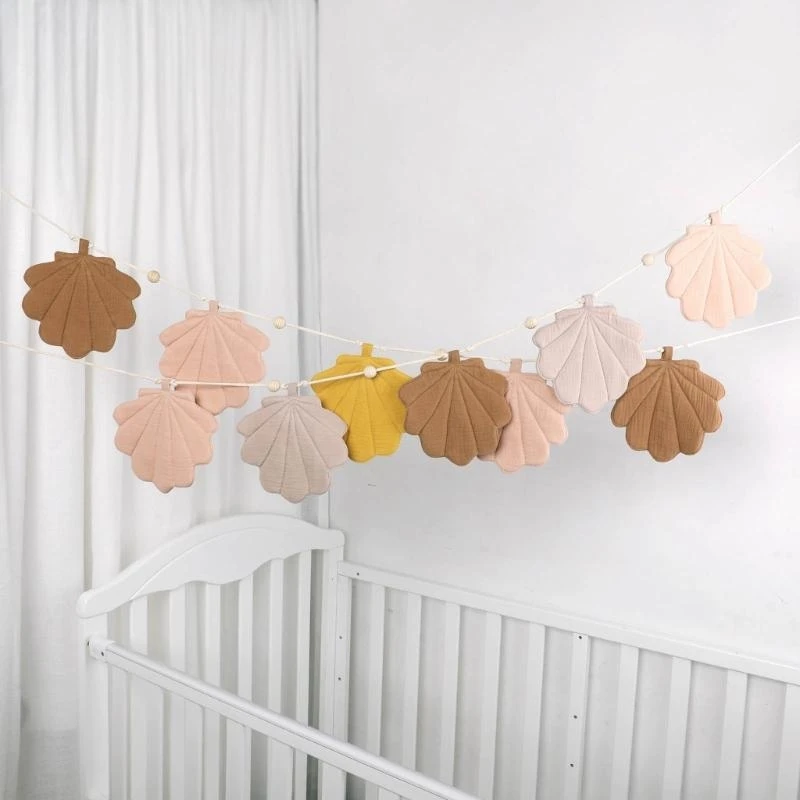 M76C Bandera guirnalda bebé en forma concha para decoración fiesta Baby Showers fotografía recién nacido