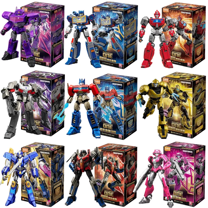 2024 películas de Anime Transformers One LED Optimus Prime Bumblebee Starscream Soundwave Shockwave dibujos animados Anime Robot juguete ensamblado