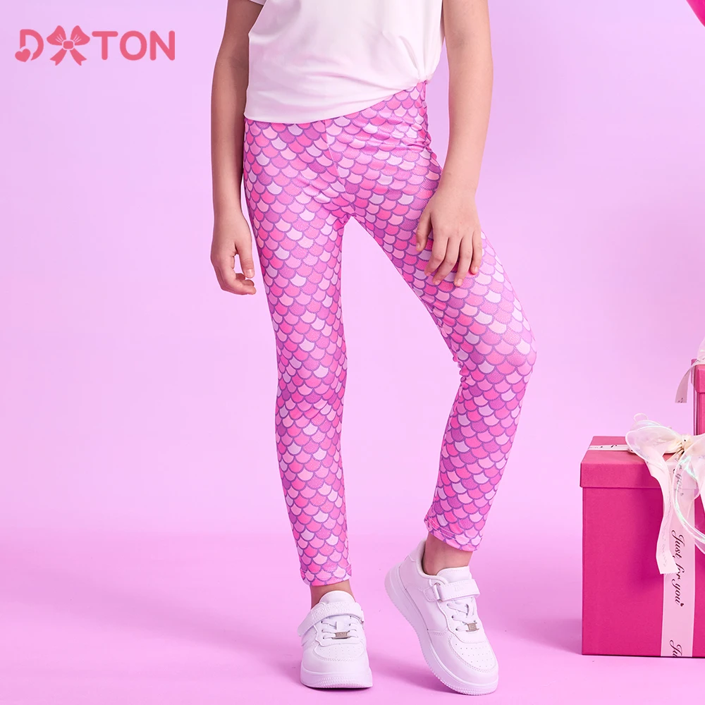 DXTON Mallas ajustadas sirena para niña – Estilo pitillo floral - imagen 2