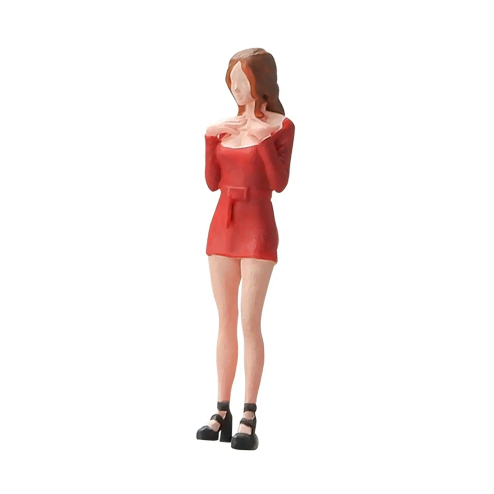 1:64 Scale Hip Skirt Girl Figure Layout Decoration S Gauge Desktop Ornament Collections Miniature Scene Resin Figurine Dioramas