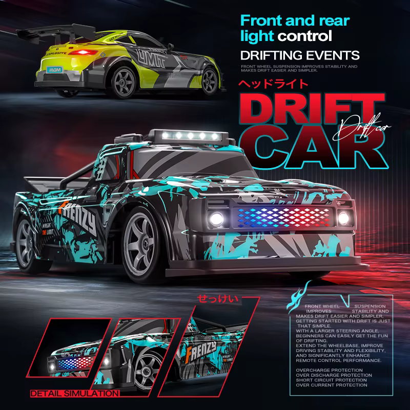 Coche radiocontrol deriva 4WD todoterreno con luces LED para niños - imagen 3