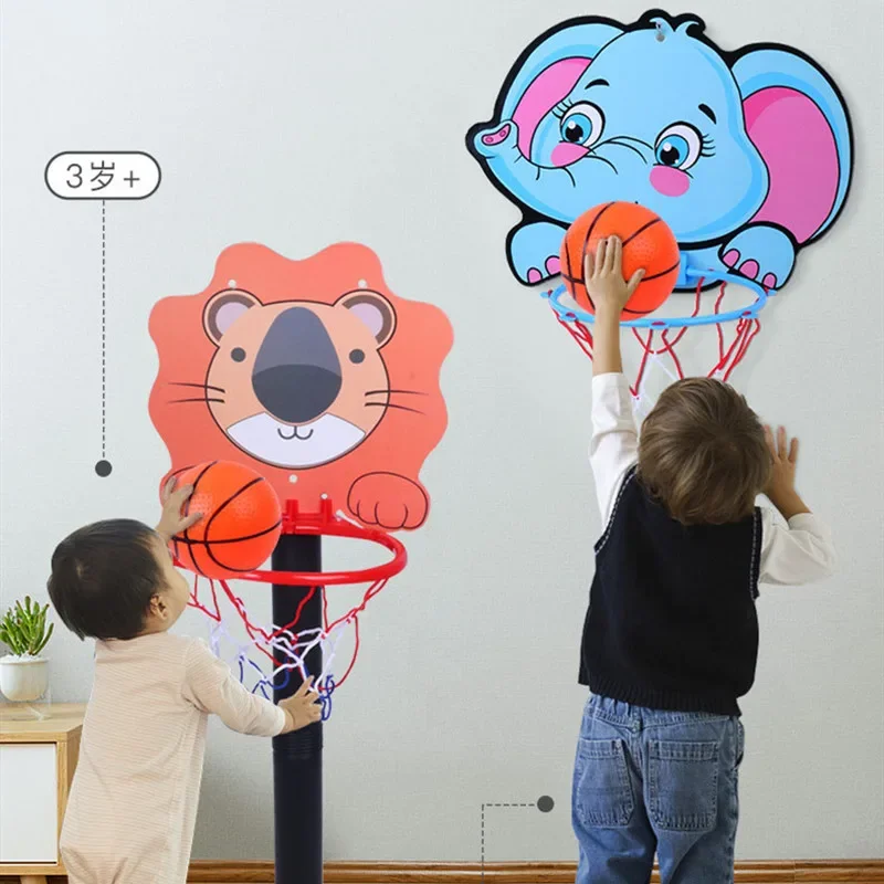 Kit de aro de baloncesto para niños, soporte de baloncesto con animales creativos de dibujos animados, juego de interior y exterior, juguetes deportivos, baloncesto para niños - imagen 2