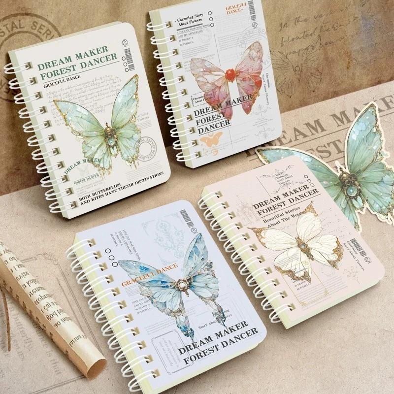 Libro de bobina A7 de dibujos animados, 60 hojas, papelería de aprendizaje, bonito libro pequeño de hojas sueltas, Bloc de notas de bolsillo portátil para estudiantes, regreso a la escuela