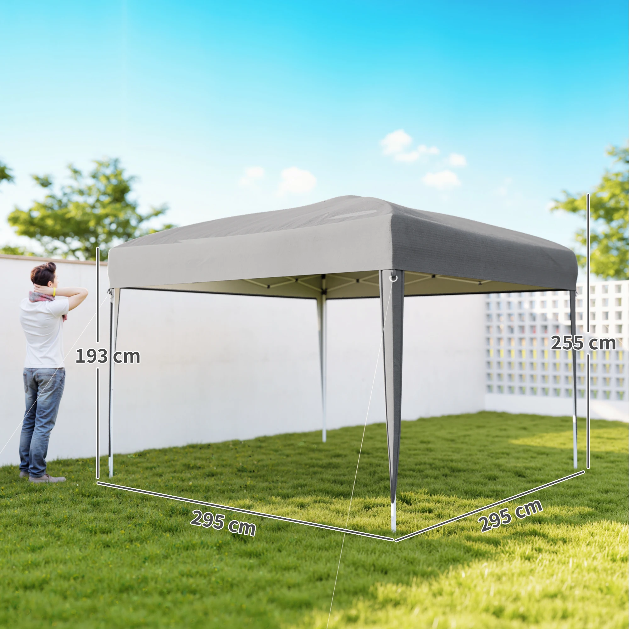 Outsunny Carpa Plegable 3x3 m, Pop-up, Cenador Pabellón de Jardín, Altura Ajustable con Bolsa de Transporte, Tela Oxford 210D Anti-UV, Impermeable, Gazebo para Camping, Fiestas, Exterior, Gris - imagen 5