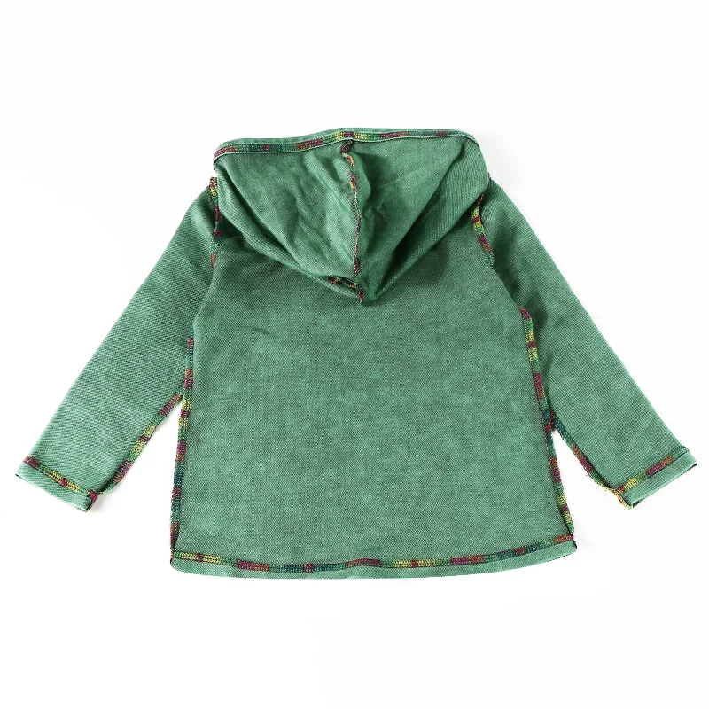 Camiseta mezclilla verde con capucha - Manga larga para niño - imagen 3