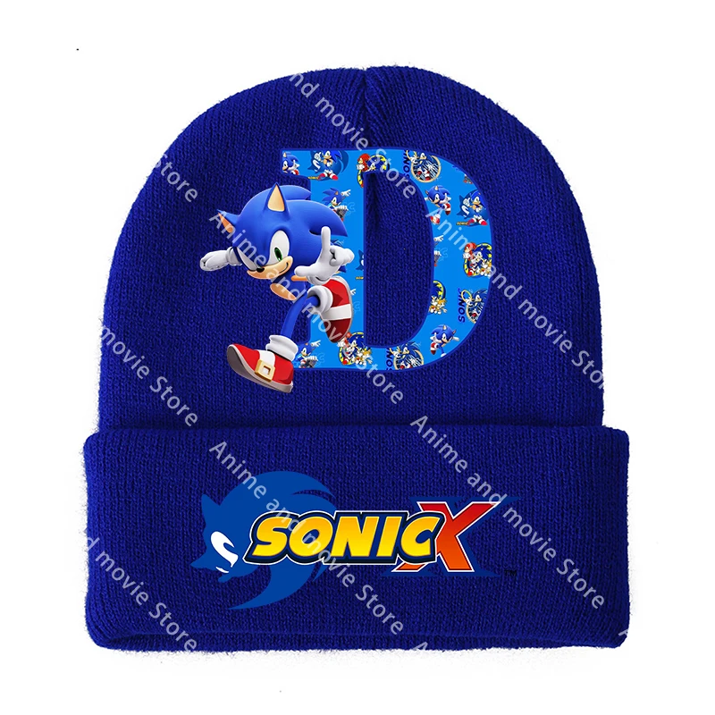 Gorros de punto para niños y niñas, gorros con letras de dibujos animados de Sonics, gorro de algodón para invierno, bonito gorro de lana de 56CM, regalos de cumpleaños de moda de Anime - imagen 4
