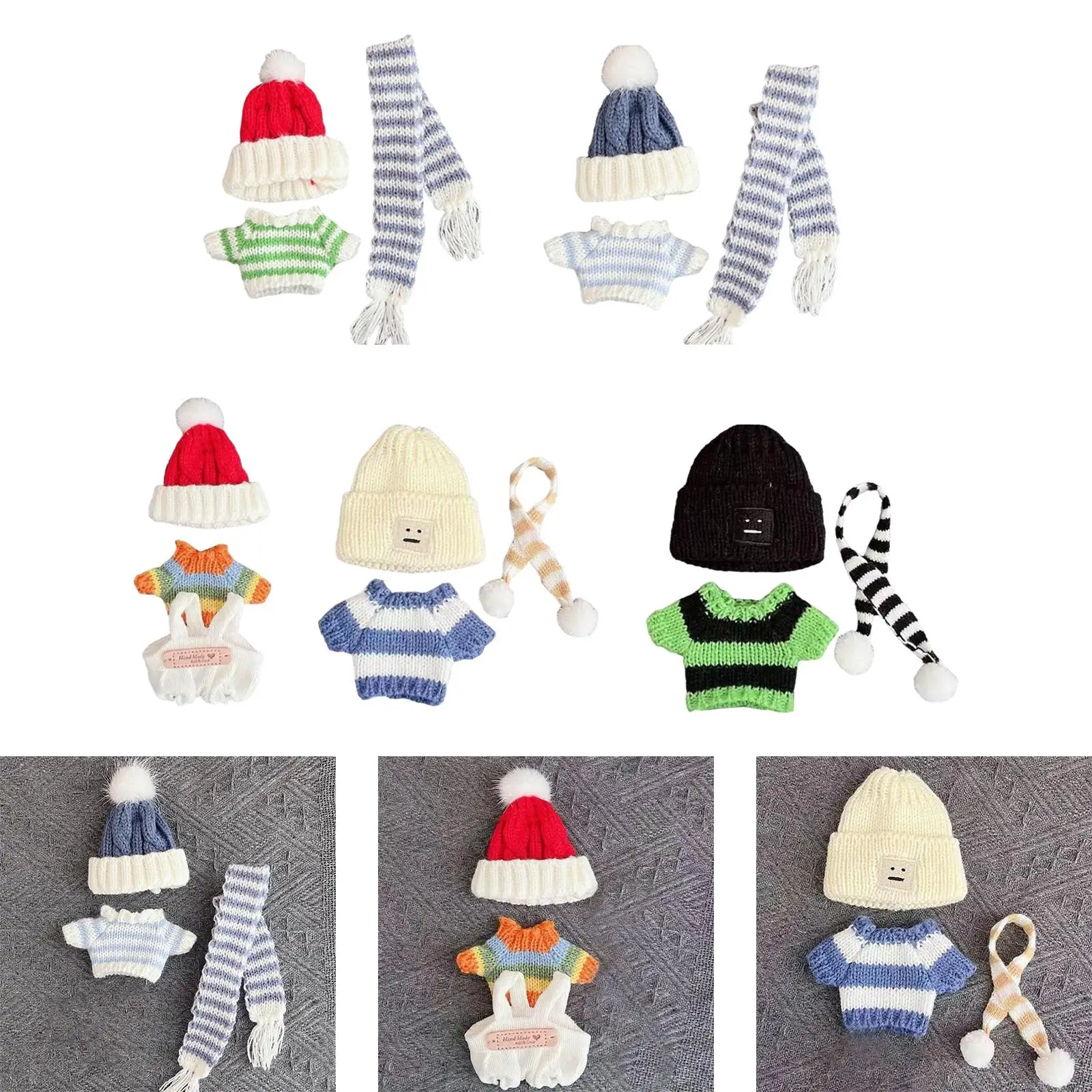 Conjunto de ropa de suéter para muñeca, lindo traje de ropa para muñeca, regalo de cumpleaños de Navidad, trajes de muñeca con sombrero, ropa para muñeca de niña para muñeca colgante - imagen 4