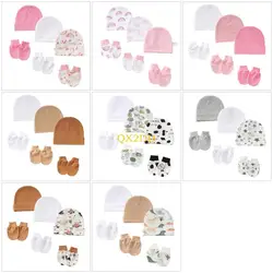 QX2D Gorros elásticos y manoplas antiarañazos para recién nacidos