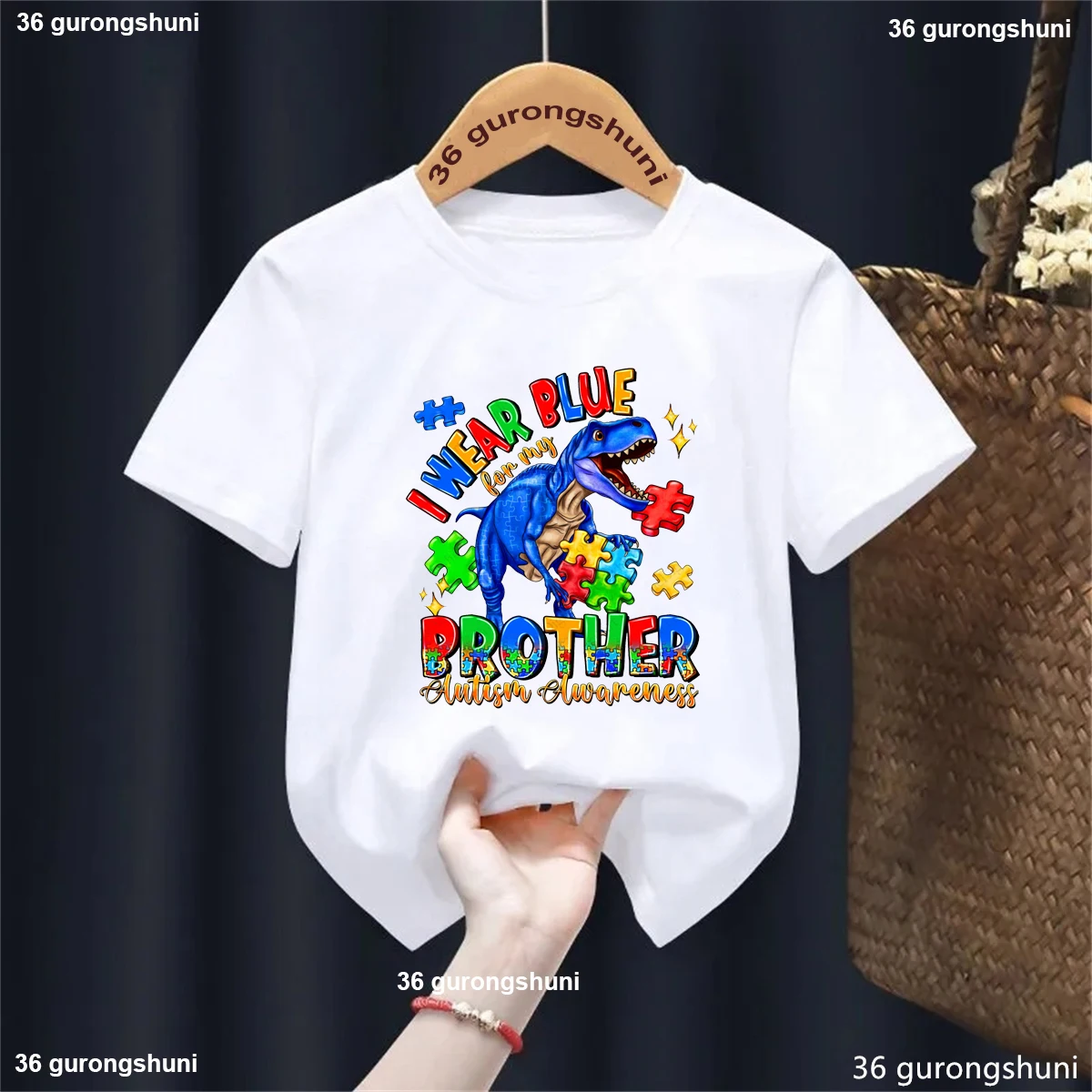 Camiseta para niño autismo con estampado de dinosaurio - imagen 4