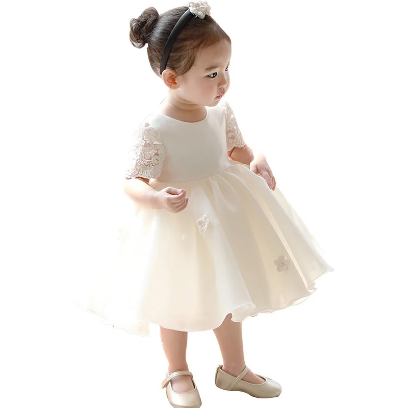 Vestido formal de actuación de piano para niña, vestido de novia, vestido de princesa de manga corta estilo comercio exterior blanco para niñas pequeñas - imagen 5