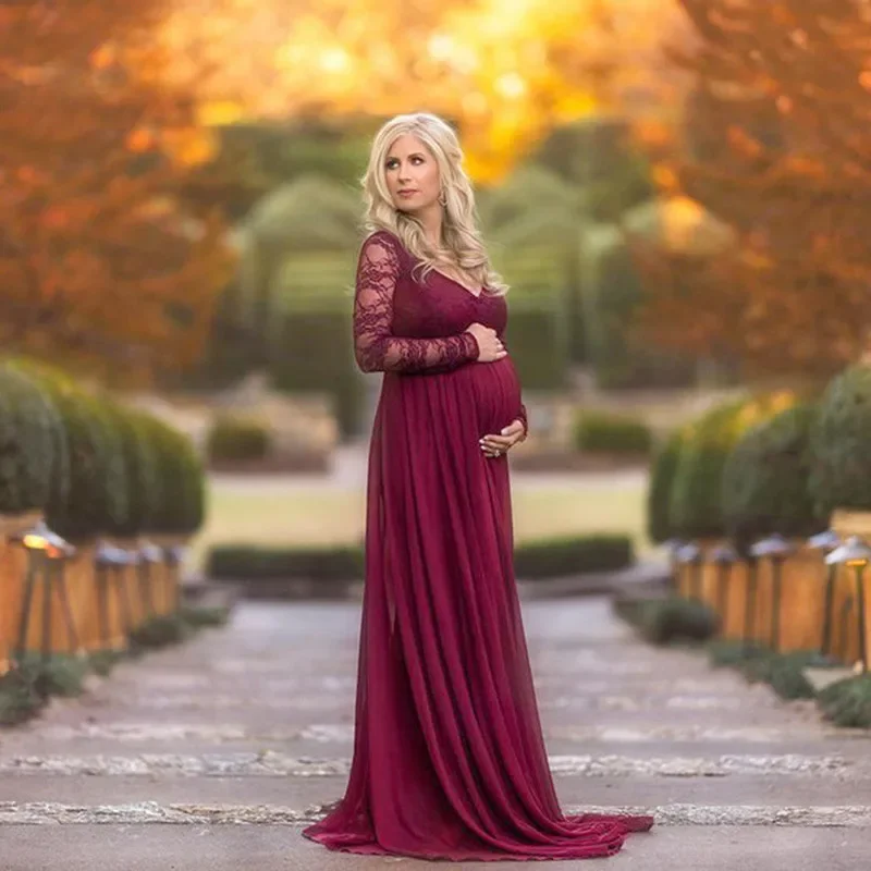 Vestido premamá de encaje para sesión de fotos embarazo - imagen 2
