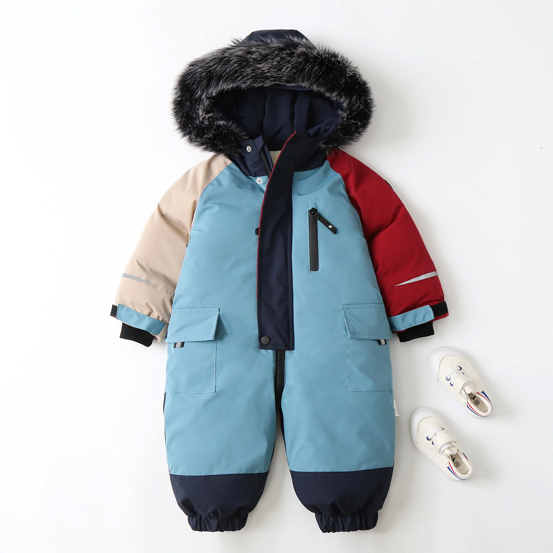 MILANCEL-traje de esquí de invierno para niños de 2 a 5 años, mono grueso con capucha, monos cálidos impermeables, ropa de Snowboard para niños - imagen 4