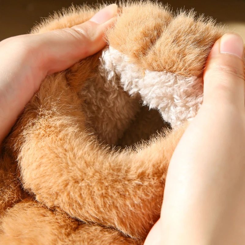 Zapatillas mullidas de perro peludo para mujer, zapatos de casa de invierno de estilo alto, botas de nieve cálidas de felpa con dibujos animados para jardín interior - imagen 5