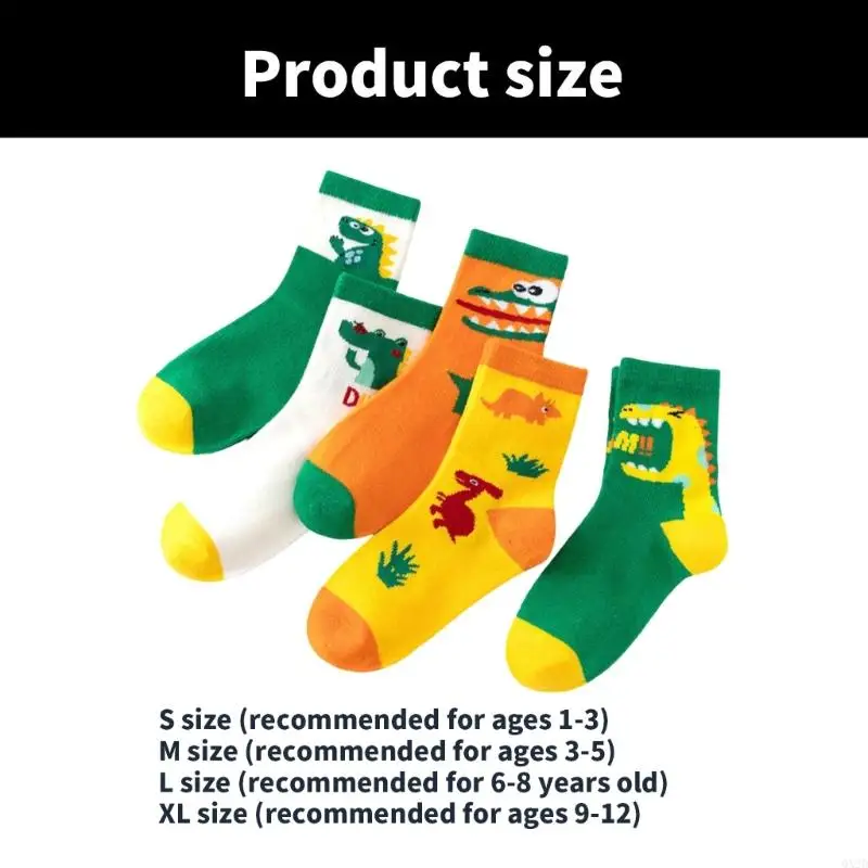 QX2D 5 pares calcetines para niños calcetines algodón calcetines dibujos animados para niños 1-12 años - imagen 4