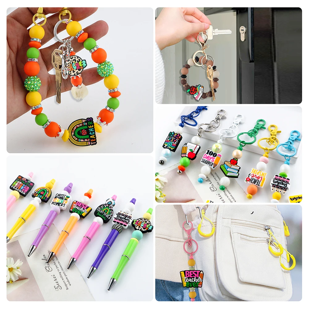 Kovict 5 ~ 20 piezas nuevos animales de dibujos animados cuentas focales de silicona para fabricación de joyería DIY collar pulsera pluma llavero Accesorios - imagen 4