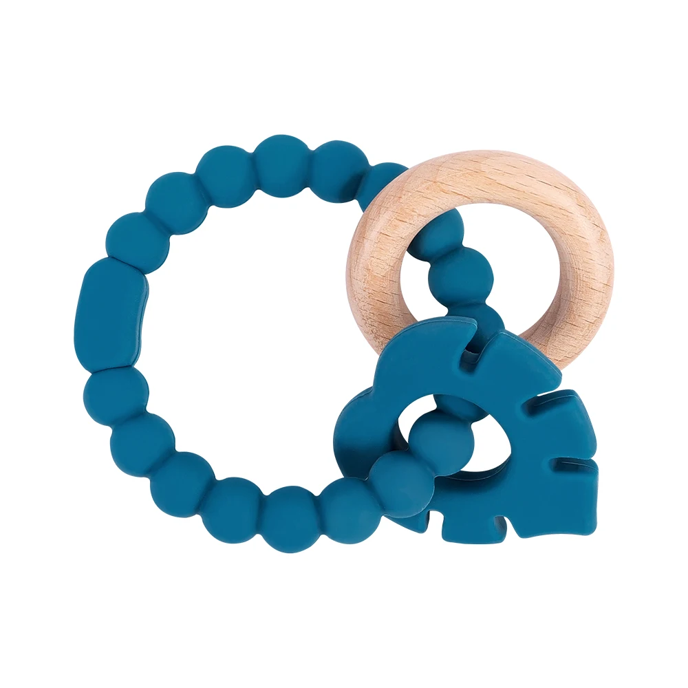 Anillo mordedor de hojas de dibujos animados para bebé, palo Molar de silicona para cuidado Dental, sin BPA, juguete de dentición antimascaramiento para niños, alivio de las encías, 1 ud. - imagen 3