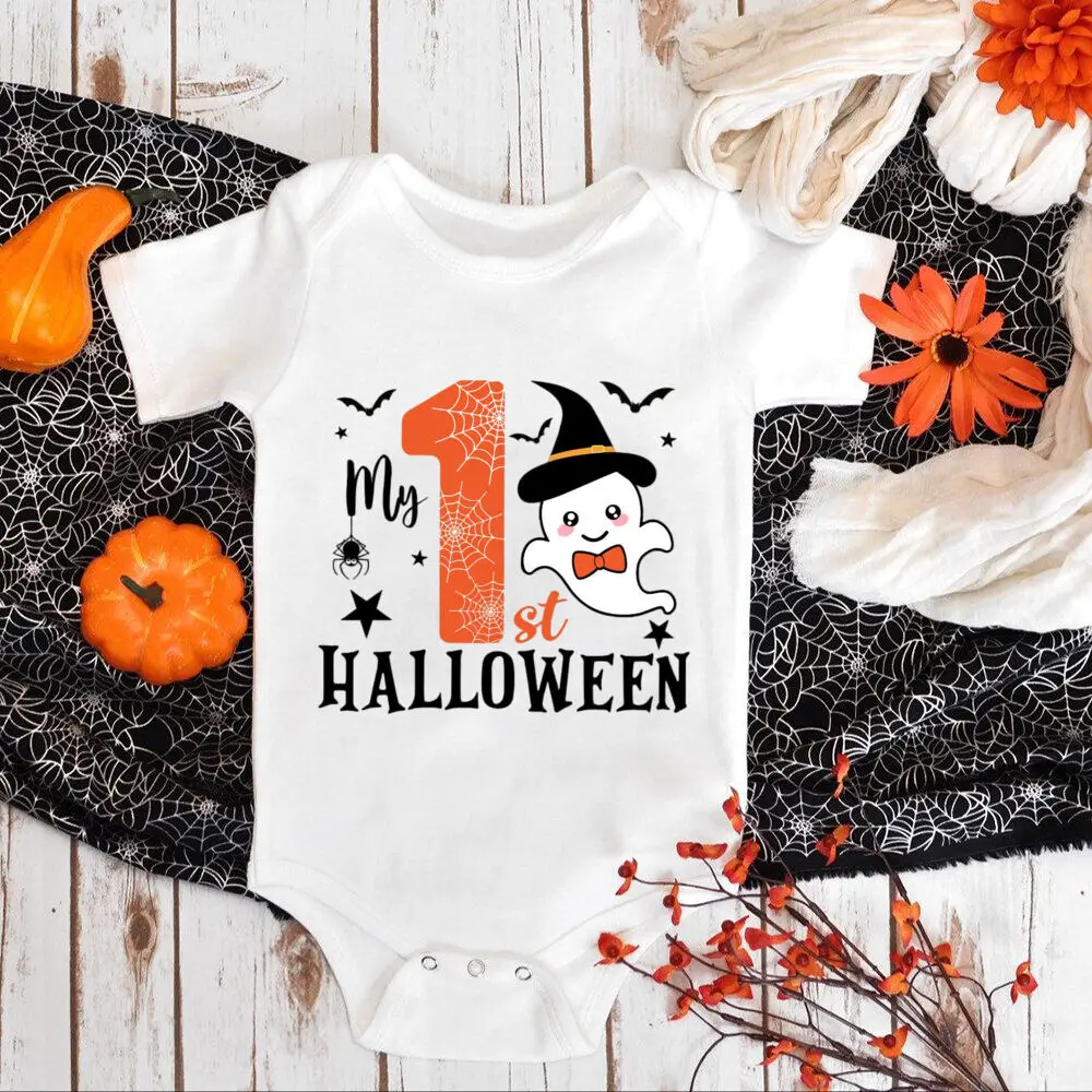 Mameluco para bebé con estampado de fantasma bonito de My 1st Halloween, traje infantil para fiesta de Halloween, mono para recién nacido, ropa para niño pequeño - imagen 4