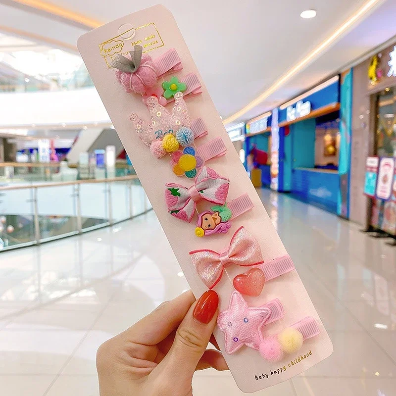 5 unids/lote de pinzas para el pelo de bebé de dibujos animados, Clips a presión, Mini pasadores de lazo de tela estilo princesa coreana para recién nacido, niño niña - imagen 3
