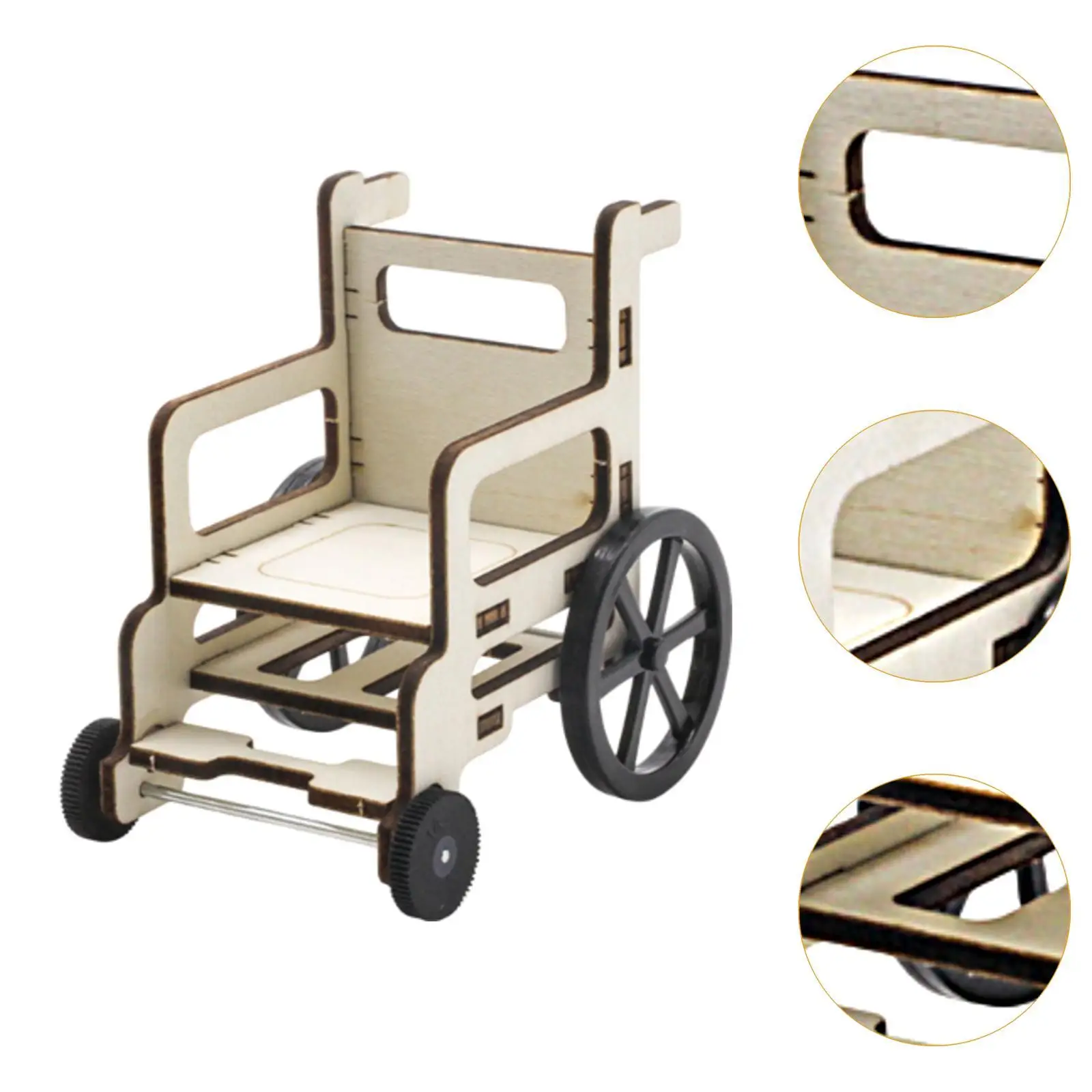 Science Wheelchair Model Dollhouse Miniature Small Creative Puzzle Building Kit Toy Wooden Kids Educational Toy DIY Assembly Toy