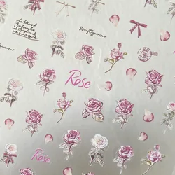 Pegatinas vintage rosas para uñas y manualidades creativas