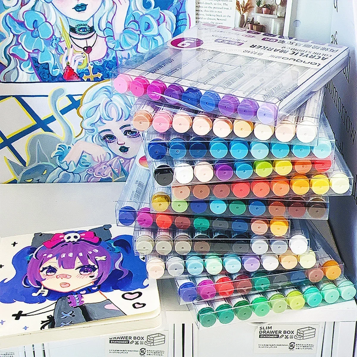 Languo-rotulador acrílico de cabeza suave para pintura de artista, manualidades Diy de secado rápido, bolígrafos de pintura acrílica de Graffiti para estudiantes, seguros para niños