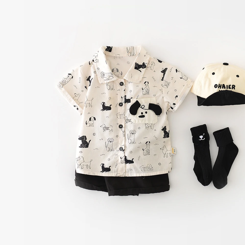 Ropa para bebés de 9 a 3 años, trajes llenos de estampado de cachorros, ropa para niños, trajes para niños - imagen 5