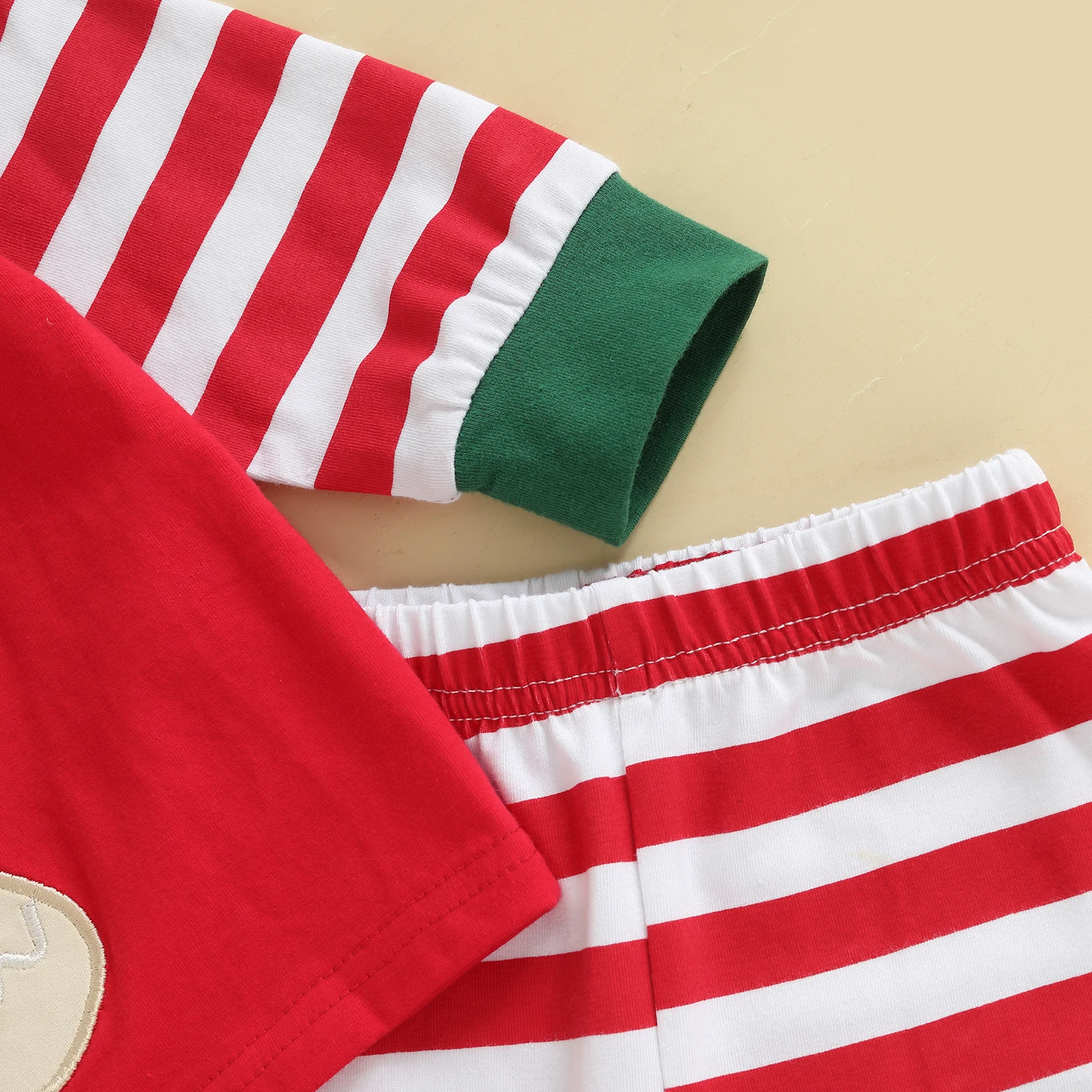 SUNSIOM Conjunto de ropa navideña para niños de 1 a 6 años, jersey de manga larga de pan de jengibre con pantalones de lunares/rayos, traje de 2 piezas - imagen 5