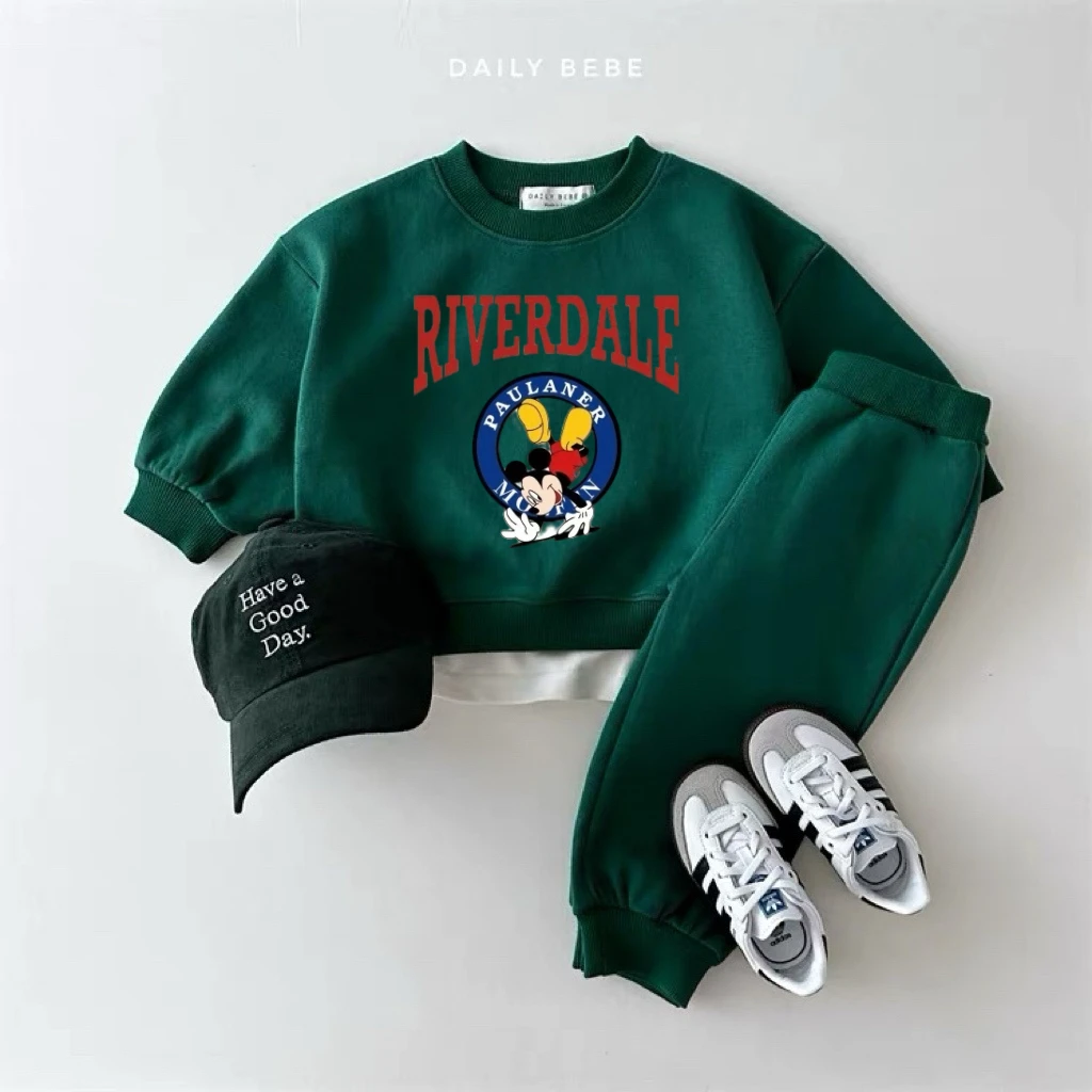 Disney Cotume-trajes de manga larga para niños, Tops deportivos informales, pantalones de chándal, conjunto de 2 piezas, ropa de primavera y otoño 2025, trajes para niños