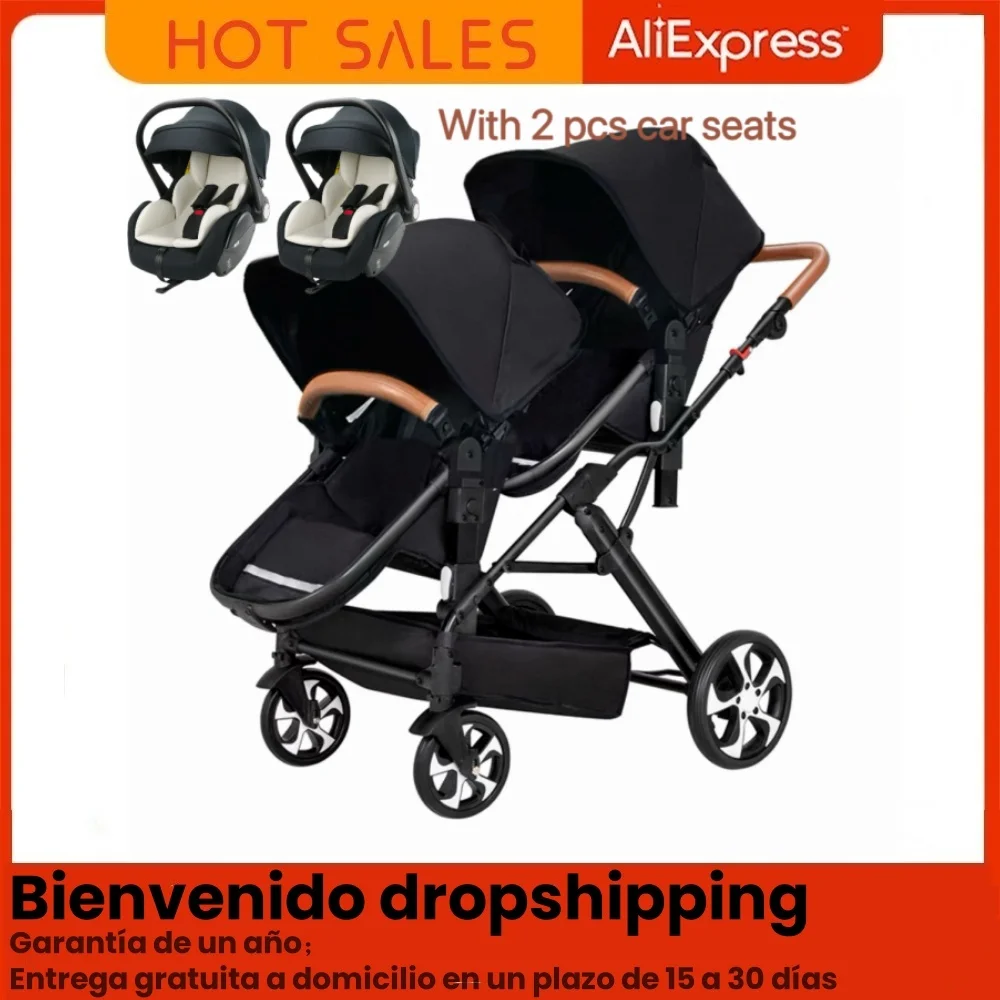 Cochecito gemelar con sillita de coche integrada - imagen 4